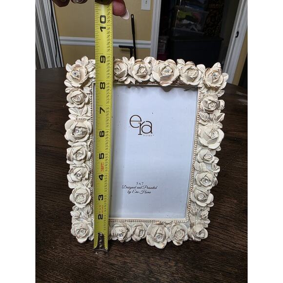 Era Home 5x7 Picture Frame Vintage Style Rose Design Rhinestones Shabby Chic - Picture 13 of 16